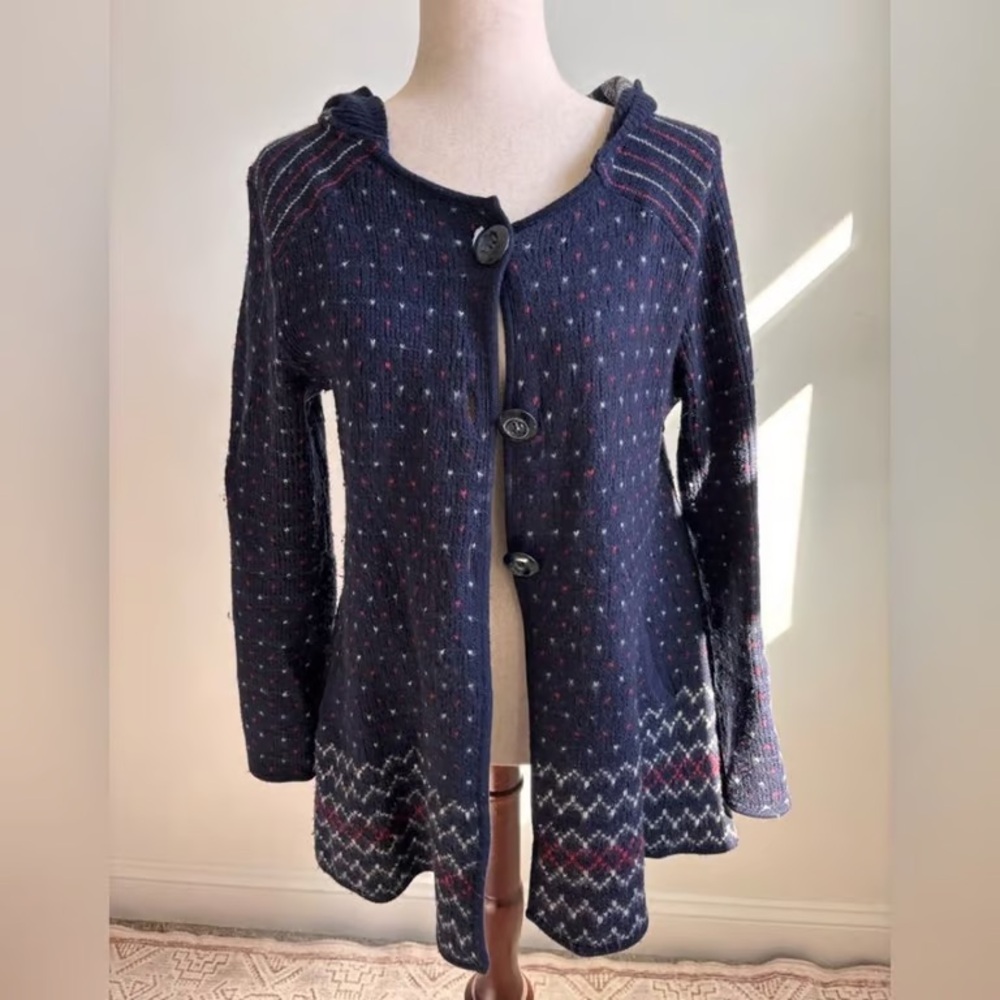 Navy Blue Button-Up Women's Sweater